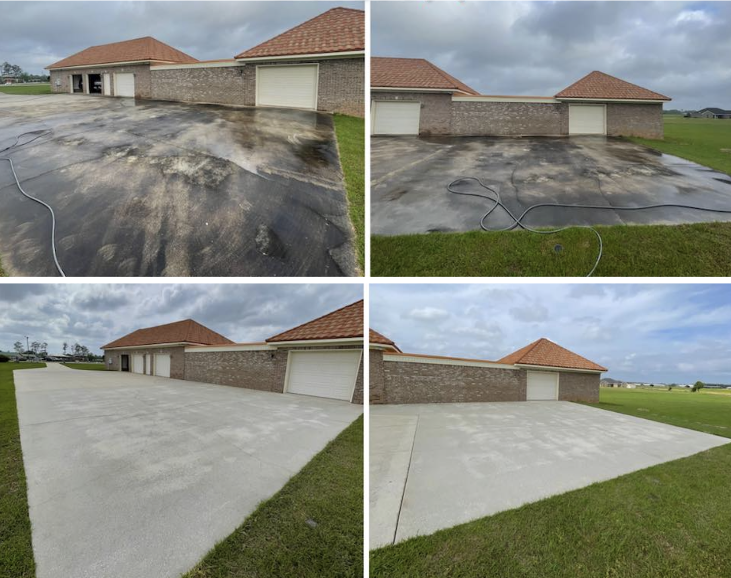 Driveway before and after pressure washing